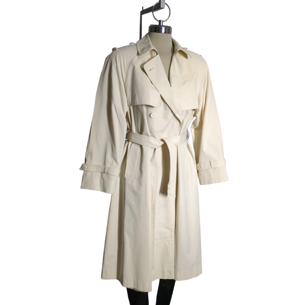 Vintage VIA Veneto Luxury Beige long trench Size L - Picture 14 of 15